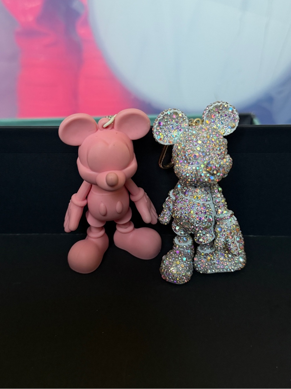 BaubleBar Pink Silicone DisneyMickey Mouse Keychain and Crystal-Studded